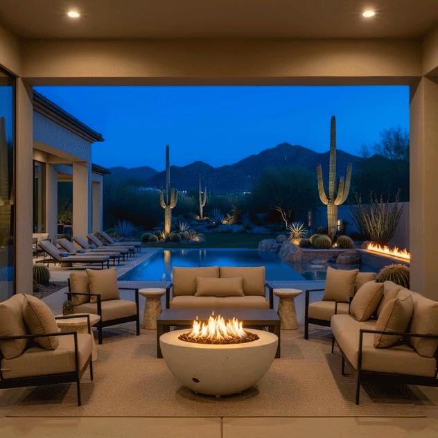 36" Round Rustic Gravity Concrete (GFRC) Fire Pit - Propane Gas Hardline - 110V CSA On/Off Electronic Ignition System - Natural Gray by Starfire Designs