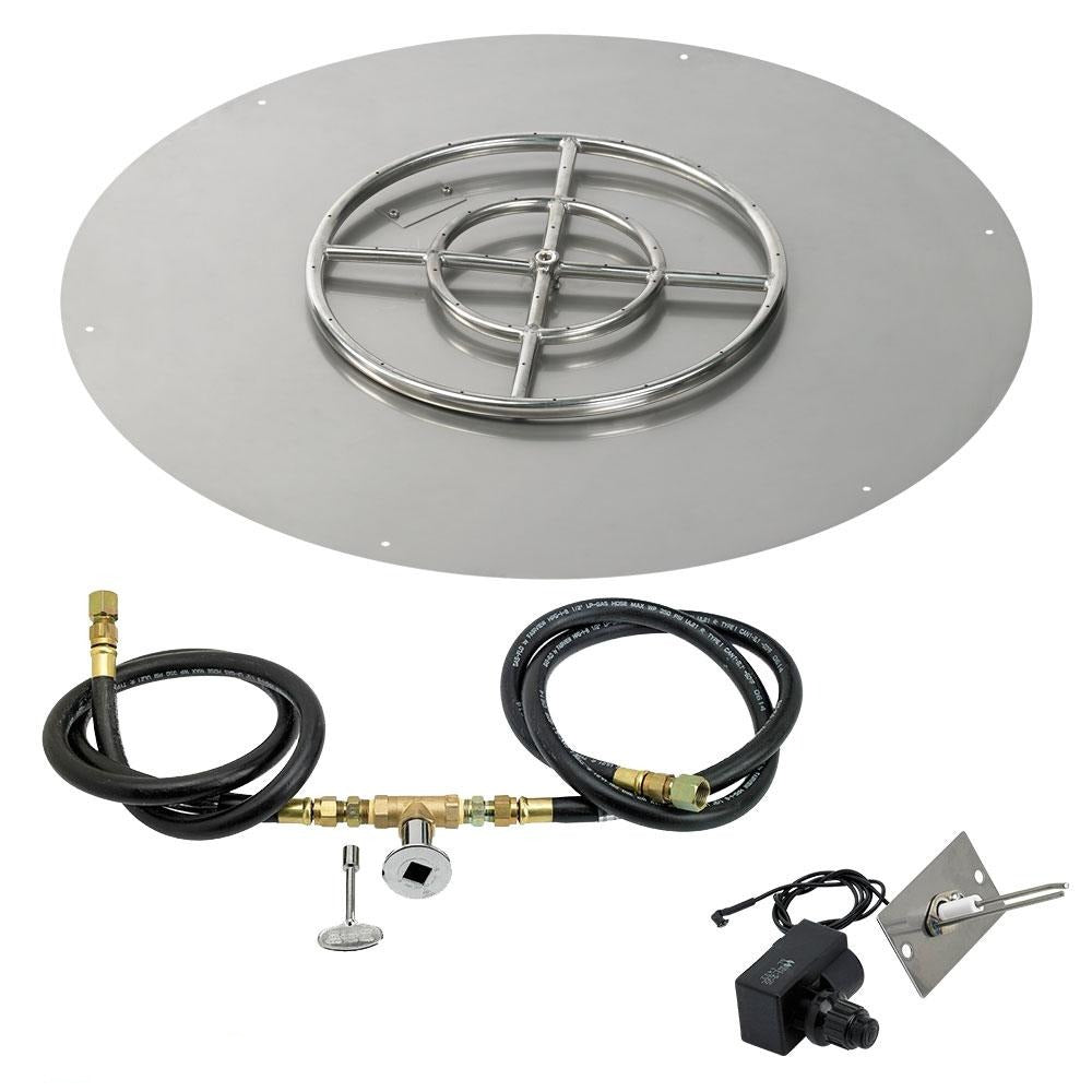 Round Stainless Steel Fire Ring (6"-18") and Flat Pan (12"-36") with Spark Ignition Kit by American Fireglass