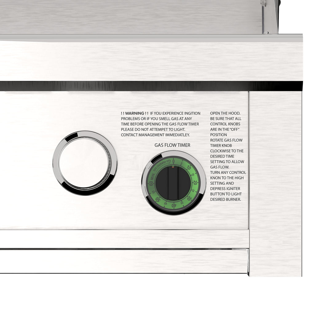 36" Stainless Steel Commercial 3-Burner Built-In Natural Gas Grill with Built-In 1-Hour Timer by Videl Grills