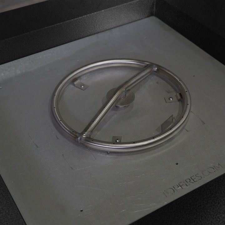 36" Square Gravity Powder Coated Steel Fire Pit - Propane Gas Hardline - Push Button Spark Ignition - Black Hammertone by Starfire Designs