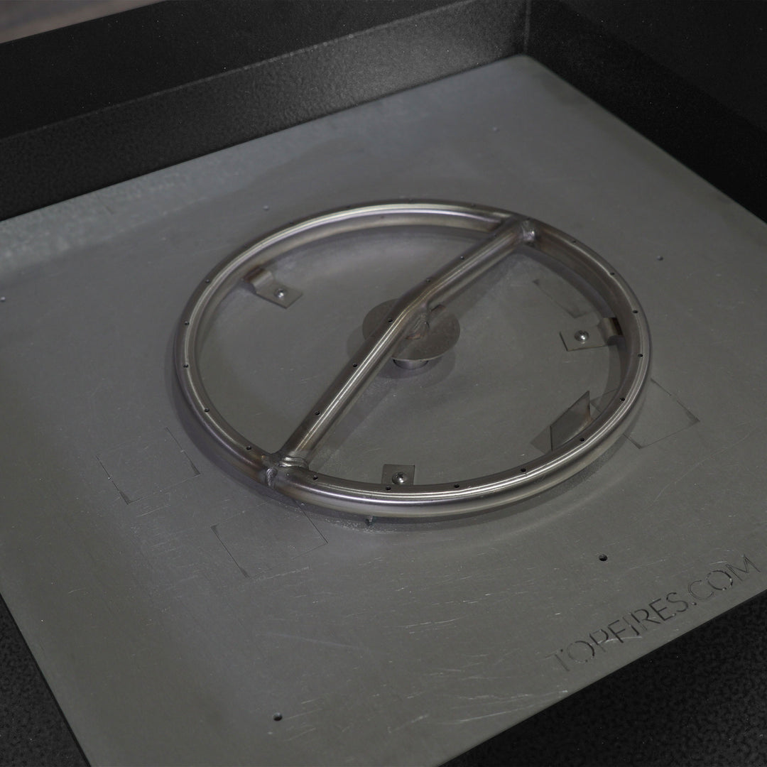 36" Square Gravity Powder Coated Steel Fire Pit - Propane Gas Hardline - 110V CSA Hi/Lo Electronic Ignition System w/Bluetooth & Handheld Remote - Black Hammertone by Starfire Designs