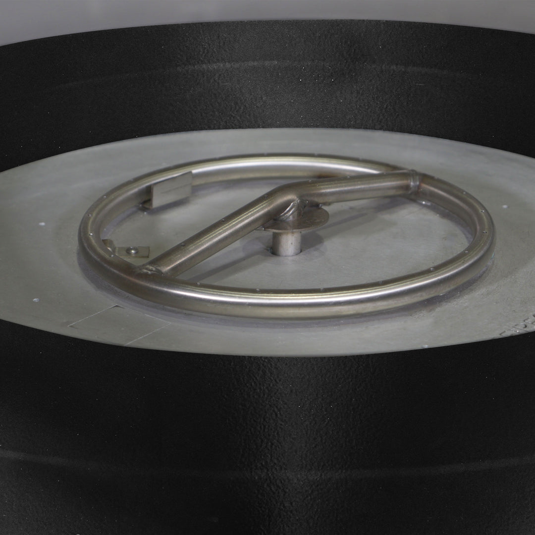 36" Round Gravity Powder Coated Steel Fire Pit - Natural Gas - Match Lit - Black Hammertone by Starfire Designs