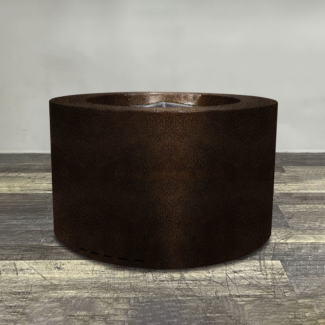 36" Round Gravity Powder Coated Steel Fire Pit - Natural Gas - Match Lit - Copper Vein by Starfire Designs