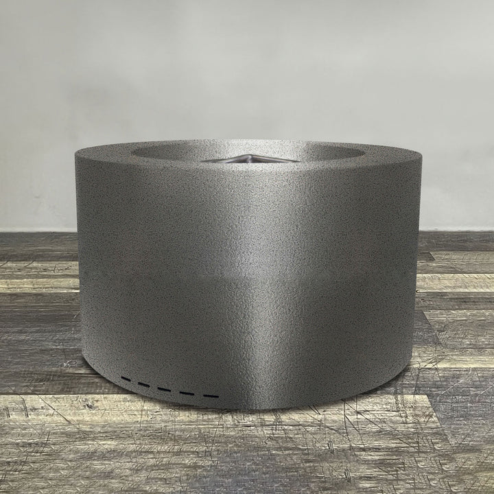 36" Round Gravity Powder Coated Steel Fire Pit - Natural Gas - Match Lit - Silver Hammertone by Starfire Designs