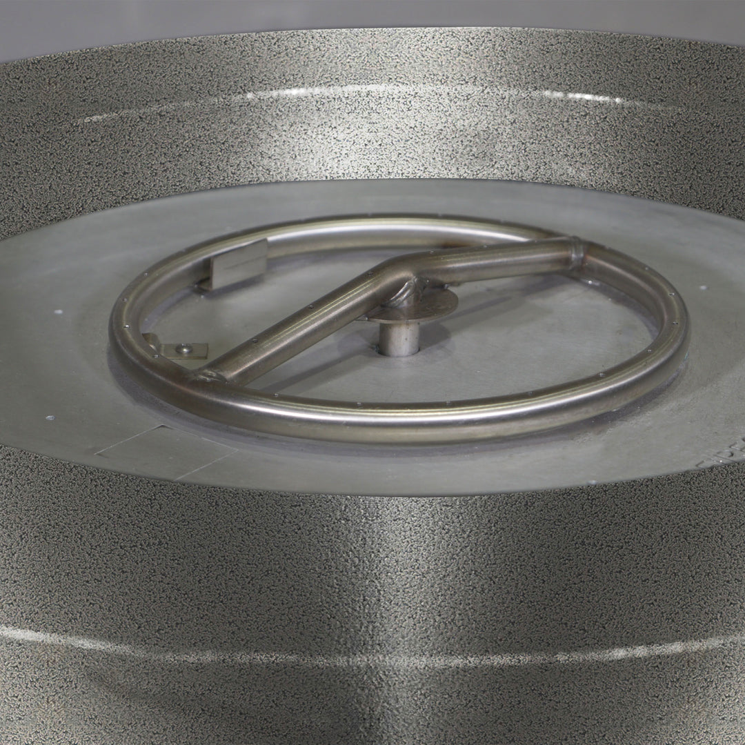 36" Round Gravity Powder Coated Steel Fire Pit - Natural Gas - Match Lit - Silver Hammertone by Starfire Designs