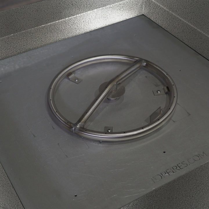 36" Square Gravity Powder Coated Steel Fire Pit - Propane Gas Hardline - Flame Sense with Spark Ignition System - Silver Hammertone by Starfire Designs