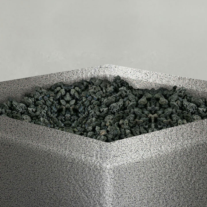 36" Square Gravity Powder Coated Steel Fire Pit - Propane Gas Hardline - Flame Sense with Spark Ignition System - Silver Hammertone by Starfire Designs