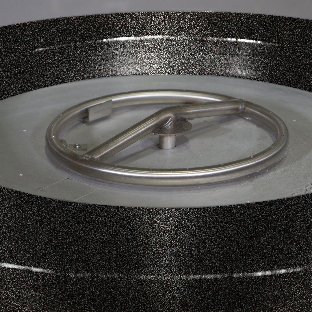 36" Round Gravity Powder Coated Steel Fire Pit - Natural Gas - Match Lit - Silver Vein by Starfire Designs