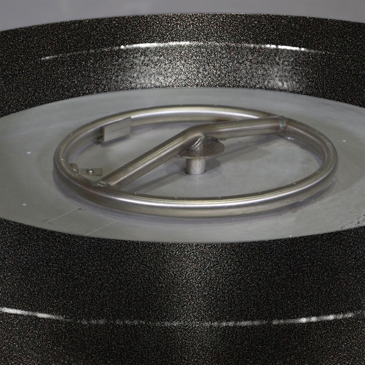 36" Round Gravity Powder Coated Steel Fire Pit - Natural Gas - Match Lit - Silver Vein by Starfire Designs