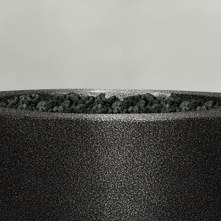 36" Round Gravity Powder Coated Steel Fire Pit - Natural Gas - Match Lit - Silver Vein by Starfire Designs