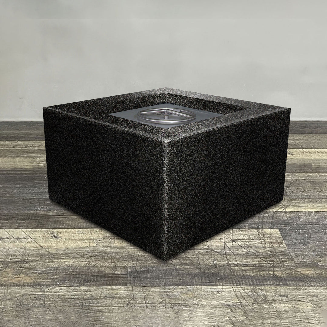 36" Square Gravity Powder Coated Steel Fire Pit - Propane Gas Hardline - Flame Sense with Spark Ignition System - Silver Vein by Starfire Designs