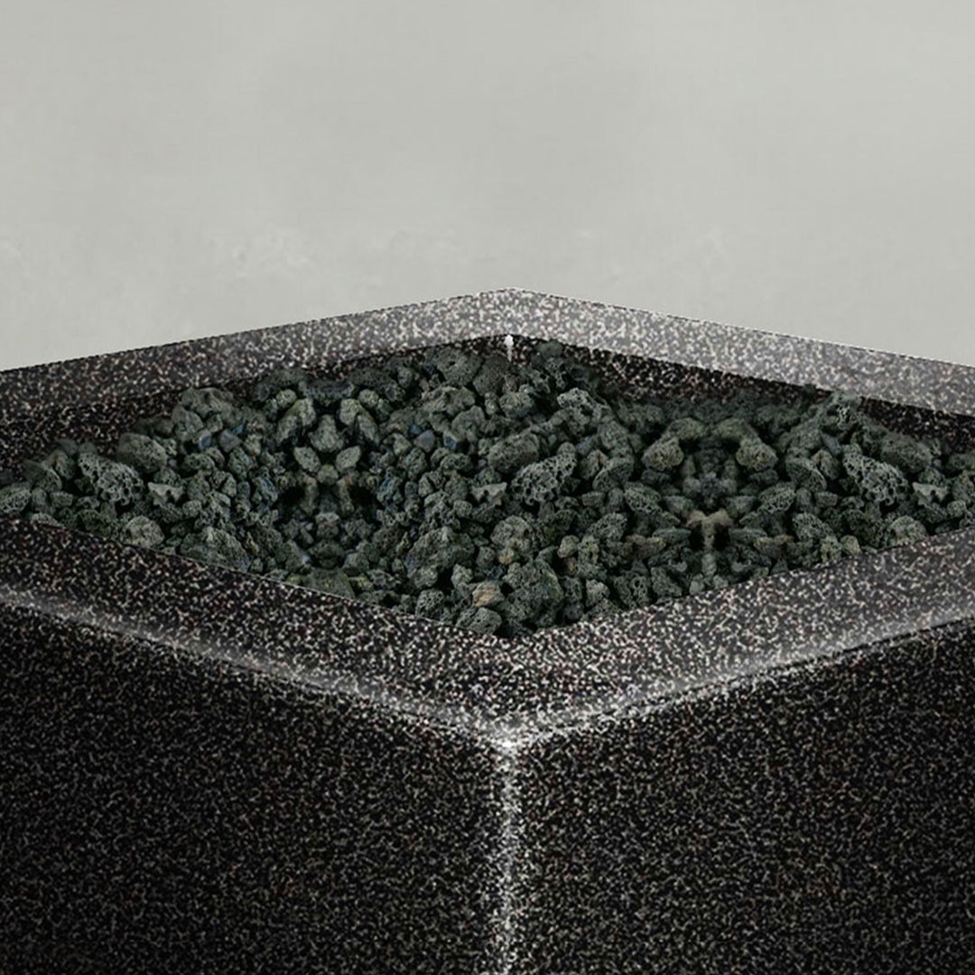 36" Square Gravity Powder Coated Steel Fire Pit - Propane Gas Hardline - Flame Sense with Spark Ignition System - Silver Vein by Starfire Designs