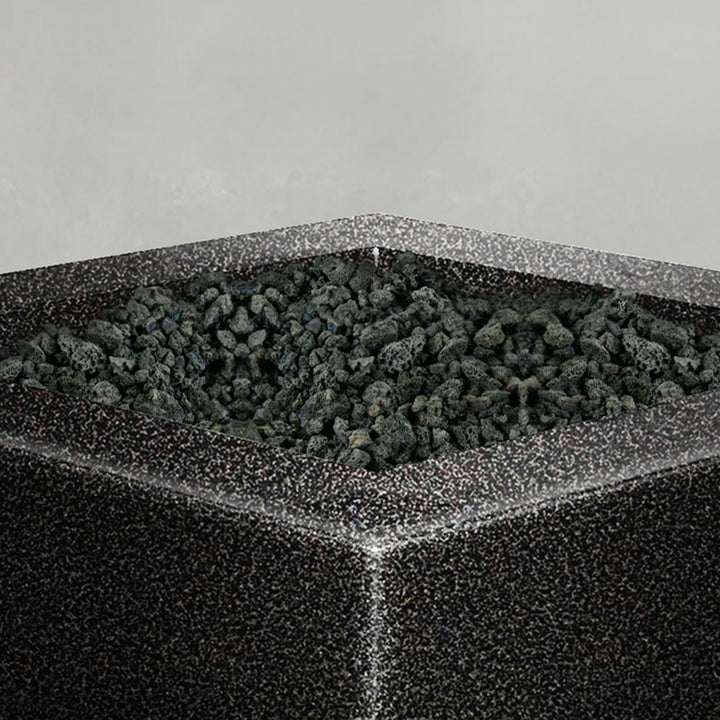 36" Square Gravity Powder Coated Steel Fire Pit - Propane Gas Hardline - Flame Sense with Spark Ignition System - Silver Vein by Starfire Designs