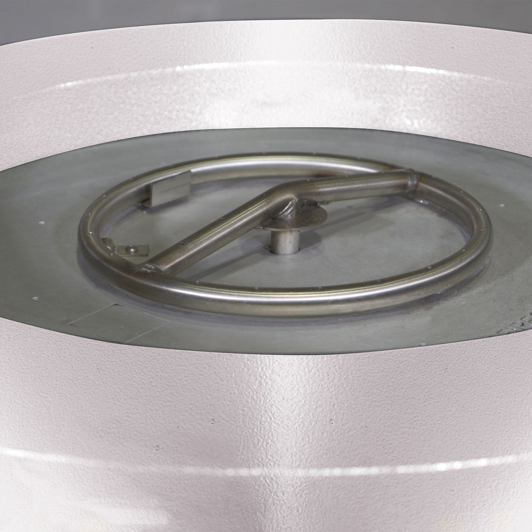 36" Round Gravity Powder Coated Steel Fire Pit - Natural Gas - 110V CSA On/Off Electronic Ignition System - White Hammertone by Starfire Designs