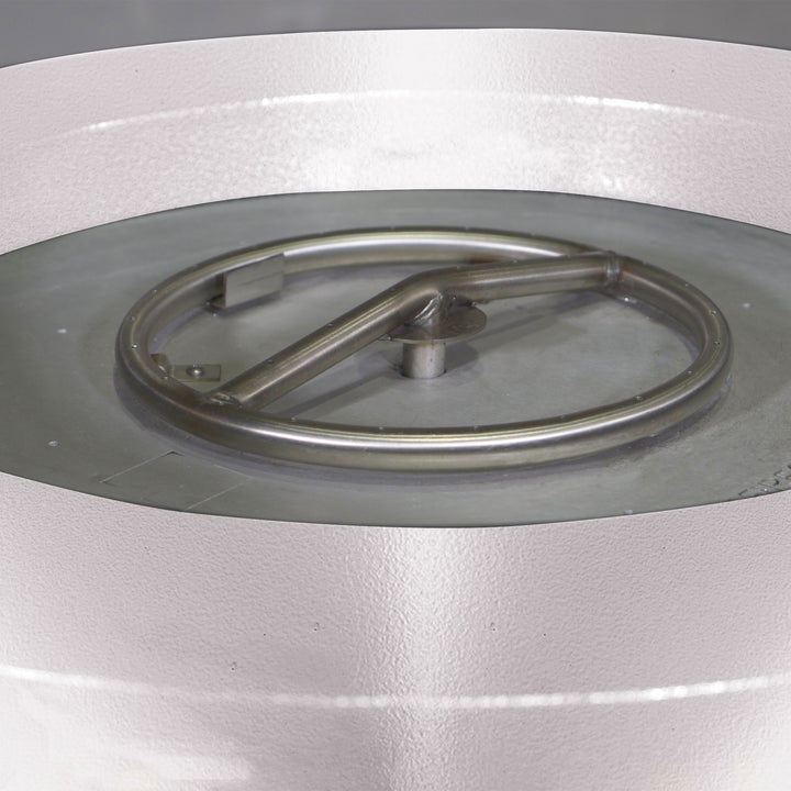 36" Round Gravity Powder Coated Steel Fire Pit - Natural Gas - 110V CSA On/Off Electronic Ignition System - White Hammertone by Starfire Designs