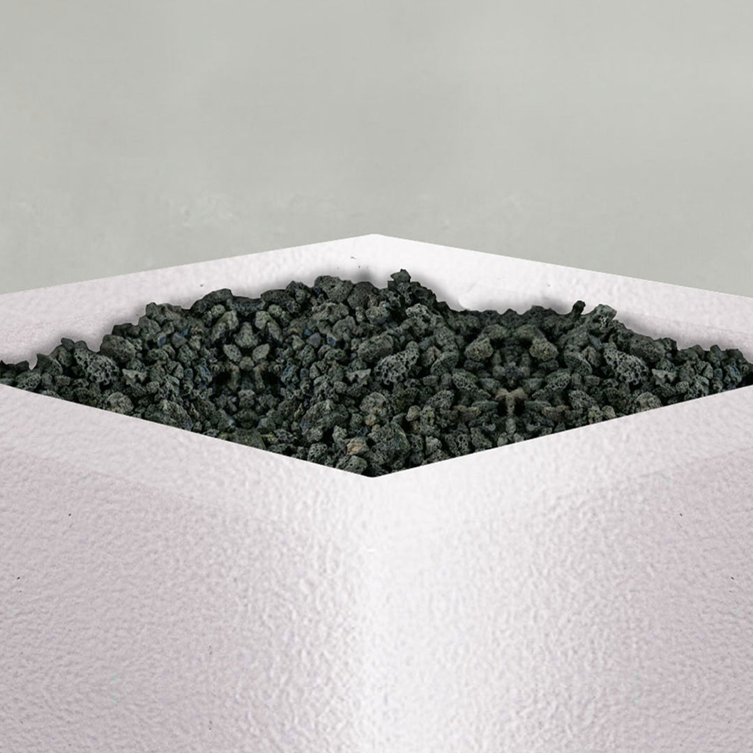 36" Square Gravity Powder Coated Steel Fire Pit - Propane Gas Hardline - Flame Sense with Spark Ignition System - White Hammertone by Starfire Designs