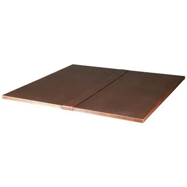 40 x 40-inch square copper tabletop with a flat-panel copper design for outdoor fire pits and patio tables. The copper tabletop is designed for modern outdoor spaces and fire pits, offering a sleek, smooth surface. Ideal for backyard fire pit setups, outdoor fire pit tables, and natural gas fire pits. Crafted from durable copper for long-lasting use