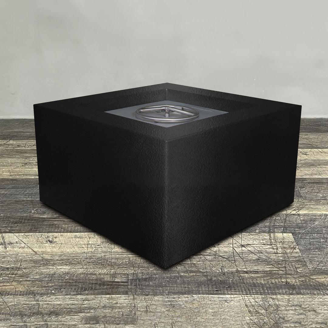 45" Square Gravity Powder Coated Steel Fire Pit - Natural Gas - 110V Electronic Ignition System - Black Hammertone by Starfire Designs