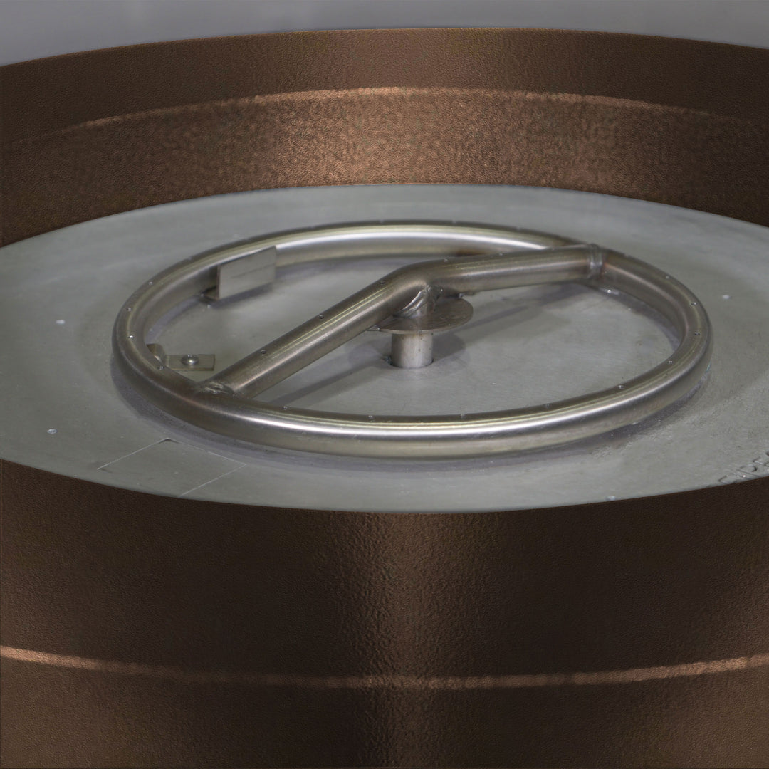 45" Round Gravity Powder Coated Steel Fire Pit - Propane Gas Hardline - 110V CSA On/Off Electronic Ignition System - Bronze Hammertone by Starfire Designs