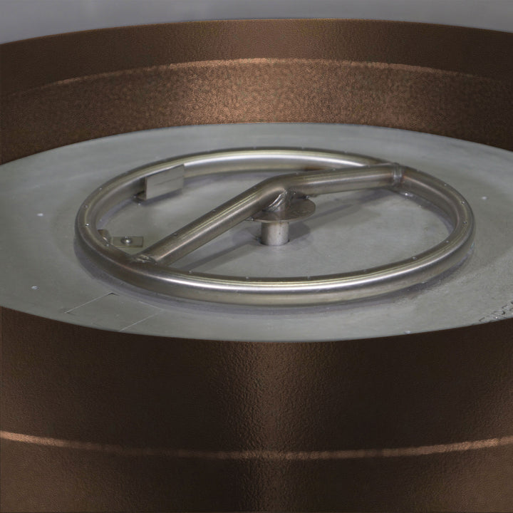 45" Round Gravity Powder Coated Steel Fire Pit - Propane Gas Hardline - 110V CSA On/Off Electronic Ignition System - Bronze Hammertone by Starfire Designs