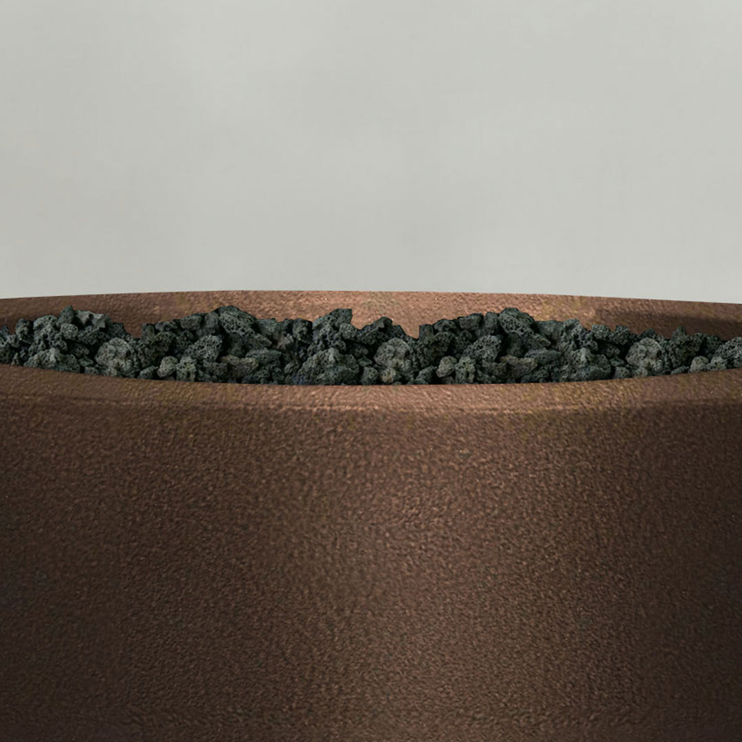 45" Round Gravity Powder Coated Steel Fire Pit - Propane Gas Hardline - 110V CSA On/Off Electronic Ignition System - Bronze Hammertone by Starfire Designs