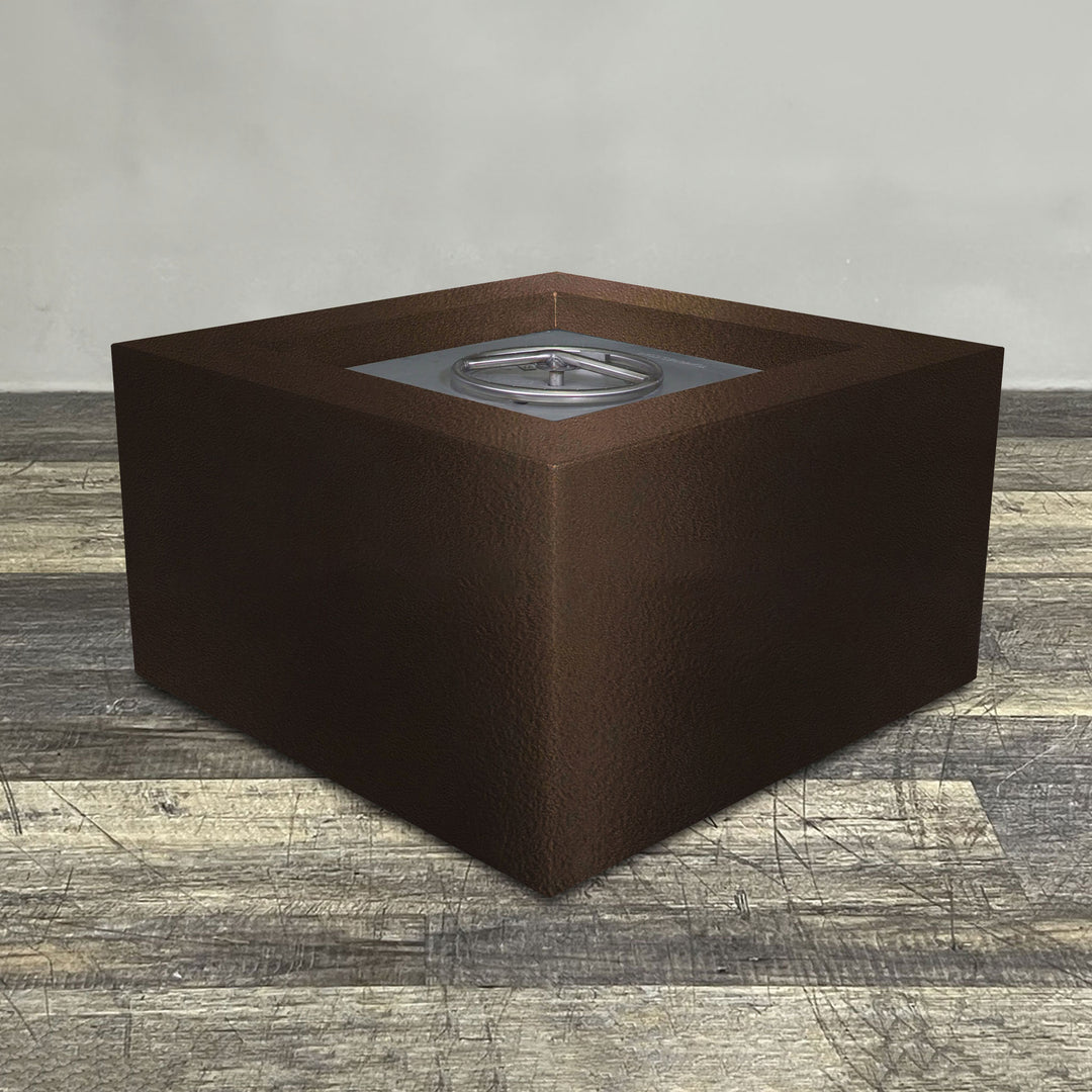 45" Square Gravity Powder Coated Steel Fire Pit - Natural Gas - 110V Electronic Ignition System - Bronze Hammertone by Starfire Designs