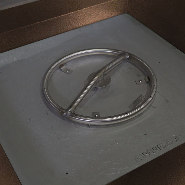 45" Square Gravity Powder Coated Steel Fire Pit - Natural Gas - 110V Electronic Ignition System - Bronze Hammertone by Starfire Designs