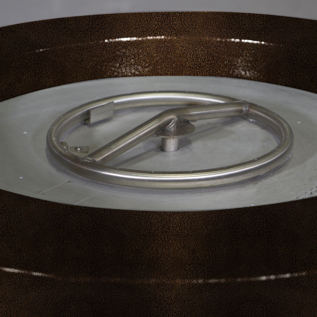 45" Round Gravity Powder Coated Steel Fire Pit - Natural Gas - 110V CSA Hi/Lo Electronic Ignition System w/Bluetooth & Handheld Remote - Copper Vein by Starfire Designs