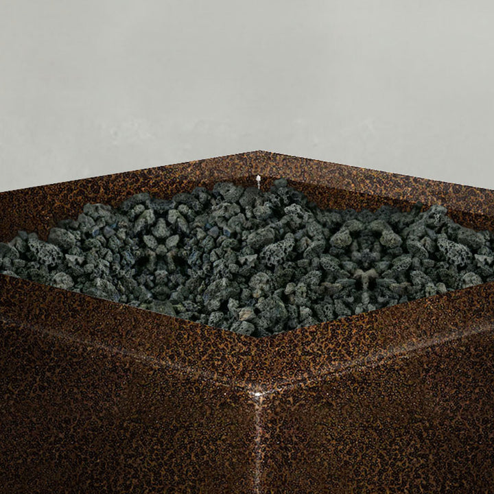 45" Square Gravity Powder Coated Steel Fire Pit - Propane Gas Hardline - 110V CSA Hi/Lo Electronic Ignition System w/Bluetooth & Handheld Remote - Copper Vein by Starfire Designs