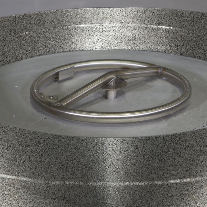 45" Round Gravity Powder Coated Steel Fire Pit - Natural Gas - 110V CSA Hi/Lo Electronic Ignition System w/Bluetooth & Handheld Remote - Silver Hammertone by Starfire Designs