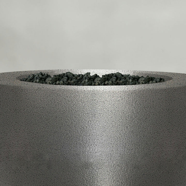 45" Round Gravity Powder Coated Steel Fire Pit - Natural Gas - 110V CSA Hi/Lo Electronic Ignition System w/Bluetooth & Handheld Remote - Silver Hammertone by Starfire Designs