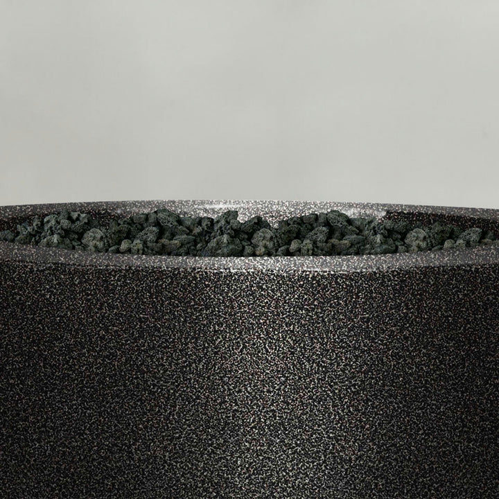 45" Round Gravity Powder Coated Steel Fire Pit - Natural Gas - 110V CSA Hi/Lo Electronic Ignition System w/Bluetooth & Handheld Remote - Silver Vein by Starfire Designs