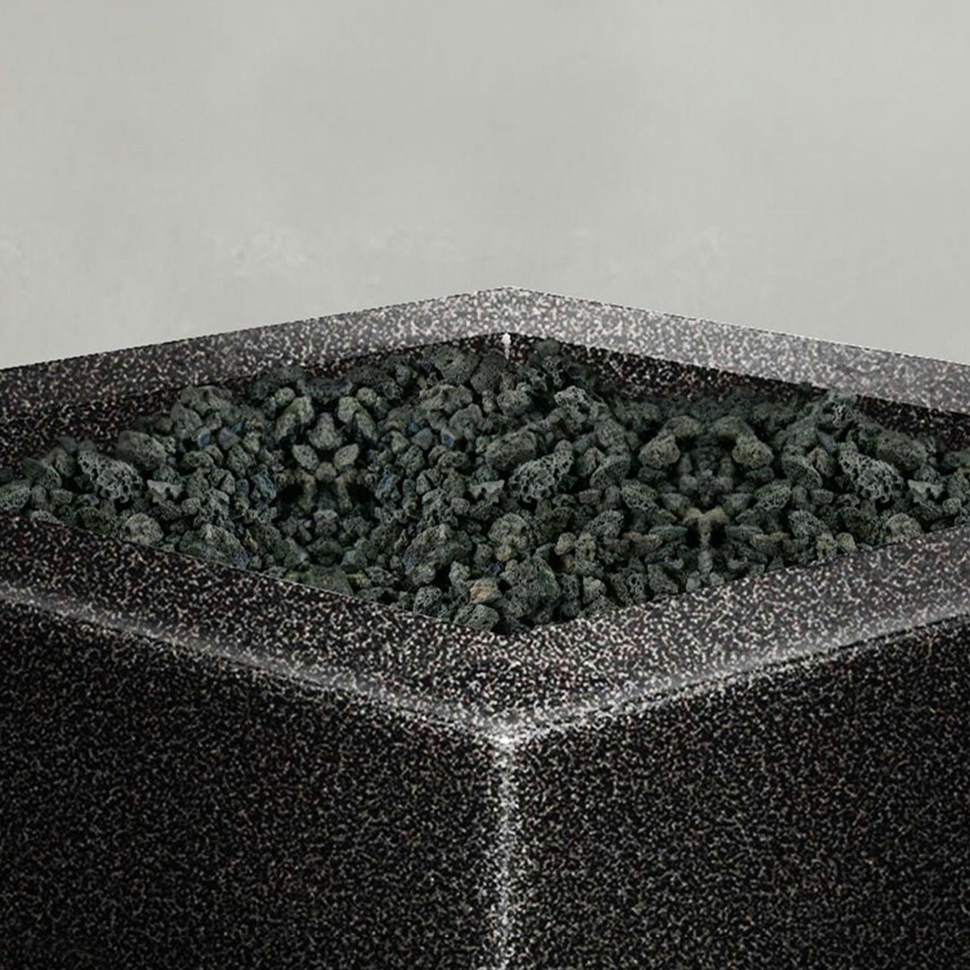 45" Square Gravity Powder Coated Steel Fire Pit - Propane Gas Hardline - Push Button Spark Ignition - Silver Vein by Starfire Designs