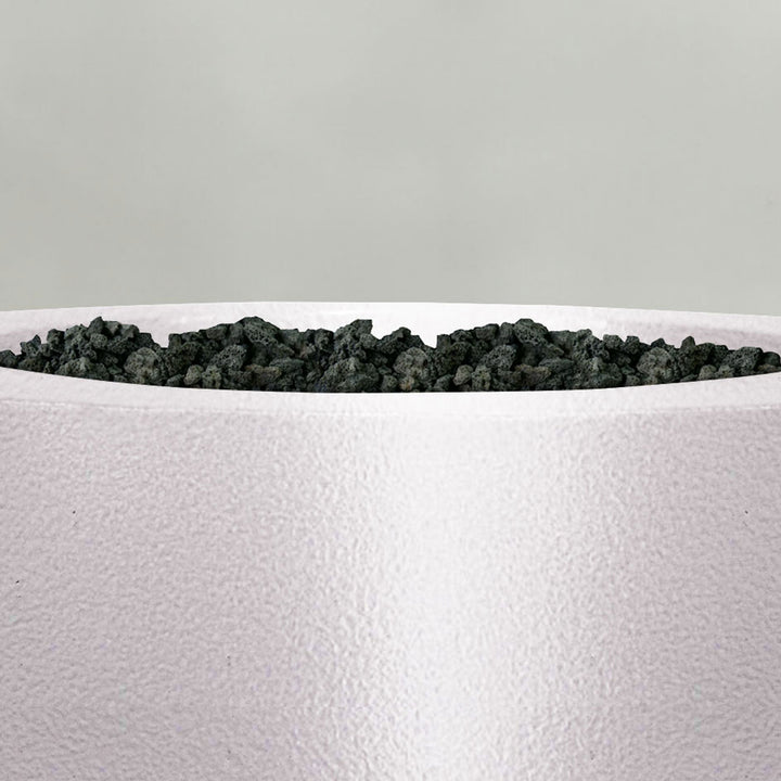 45" Round Gravity Powder Coated Steel Fire Pit - Natural Gas - 110V CSA Hi/Lo Electronic Ignition System w/Bluetooth & Handheld Remote - White Hammertone by Starfire Designs