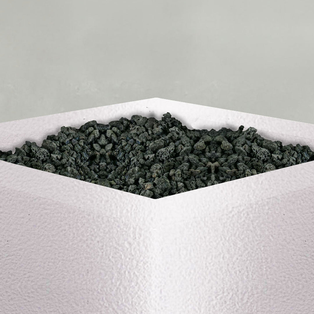 45" Square Gravity Powder Coated Steel Fire Pit - Natural Gas - 110V Electronic Ignition System - White Hammertone by Starfire Designs