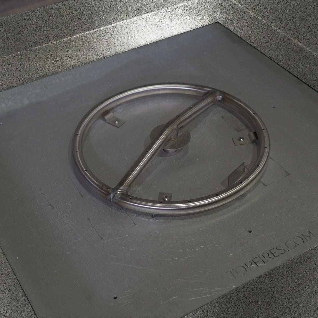45" Square Gravity Powder Coated Steel Fire Pit - Natural Gas - 110V Electronic Ignition System - Silver Hammertone by Starfire Designs