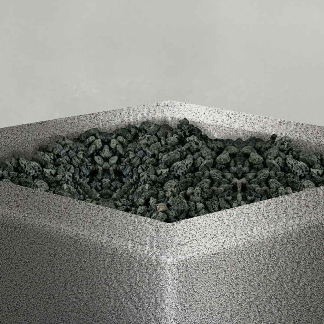 45" Square Gravity Powder Coated Steel Fire Pit - Natural Gas - 110V Electronic Ignition System - Silver Hammertone by Starfire Designs