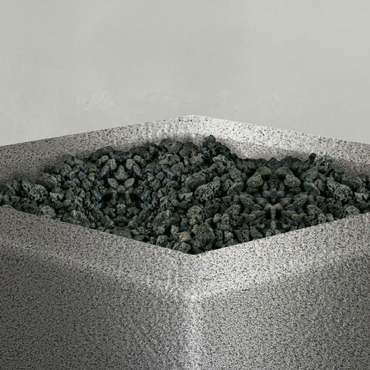 45" Square Gravity Powder Coated Steel Fire Pit - Natural Gas - 110V Electronic Ignition System - Silver Hammertone by Starfire Designs