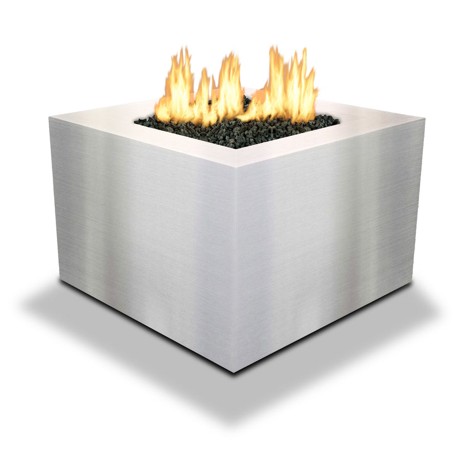Starfire Designs Metal Gravity 45" Square Stainless Steel Gas Fire Pit with Propane Tank Access Door
