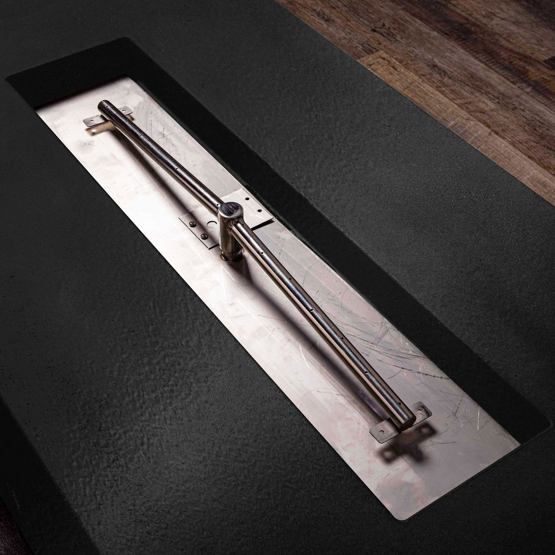 48" x 24" Rectangle Gravity Powder Coated Steel Fire Pit - Natural Gas - 110V Electronic Ignition System - Black Hammertone by Starfire Designs