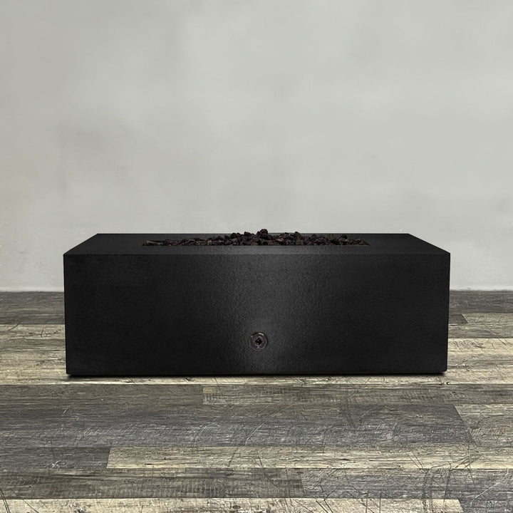 48" x 24" Rectangle Gravity Powder Coated Steel Fire Pit - Natural Gas - 110V Electronic Ignition System - Black Hammertone by Starfire Designs