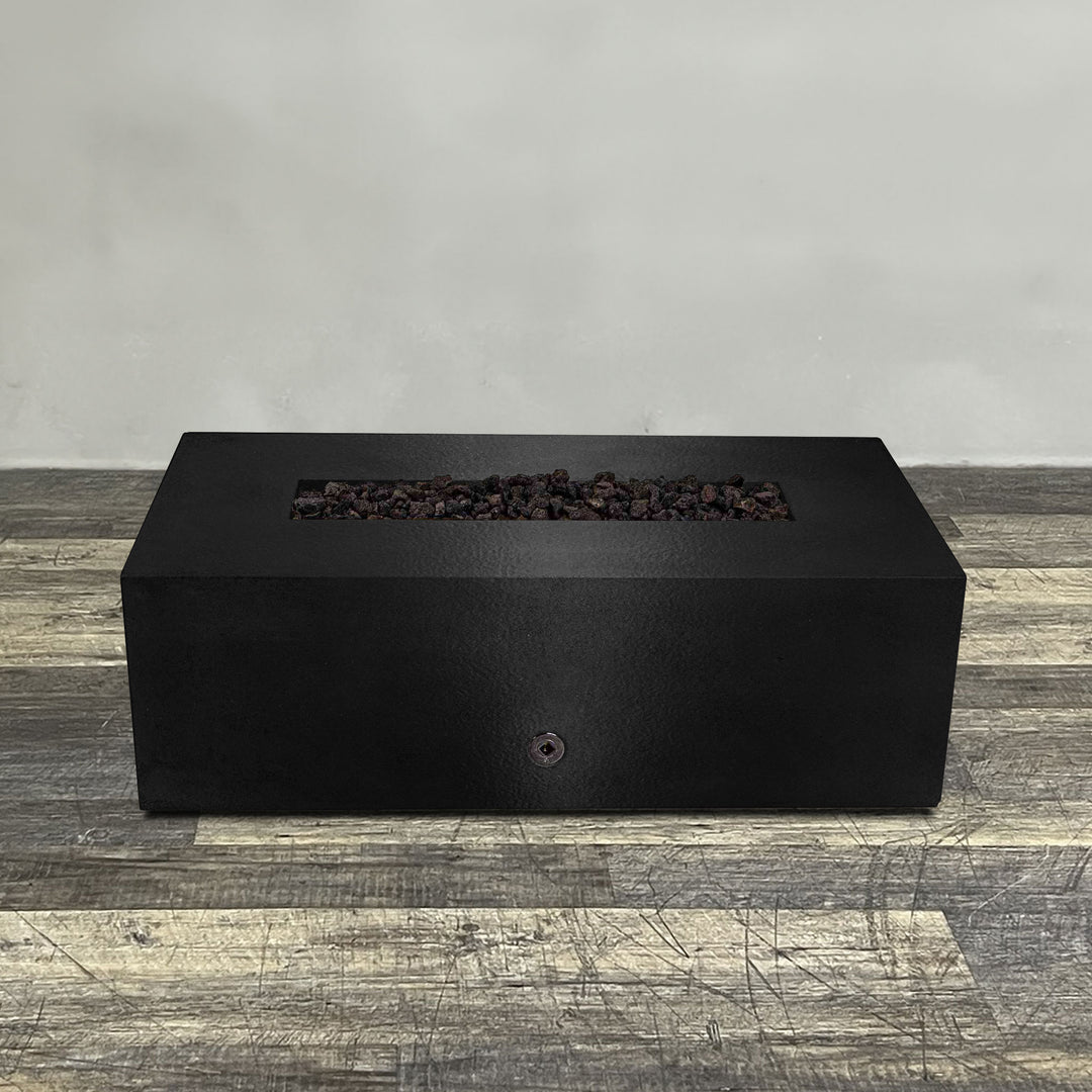 48" x 24" Rectangle Gravity Powder Coated Steel Fire Pit - Natural Gas - 110V Electronic Ignition System - Black Hammertone by Starfire Designs