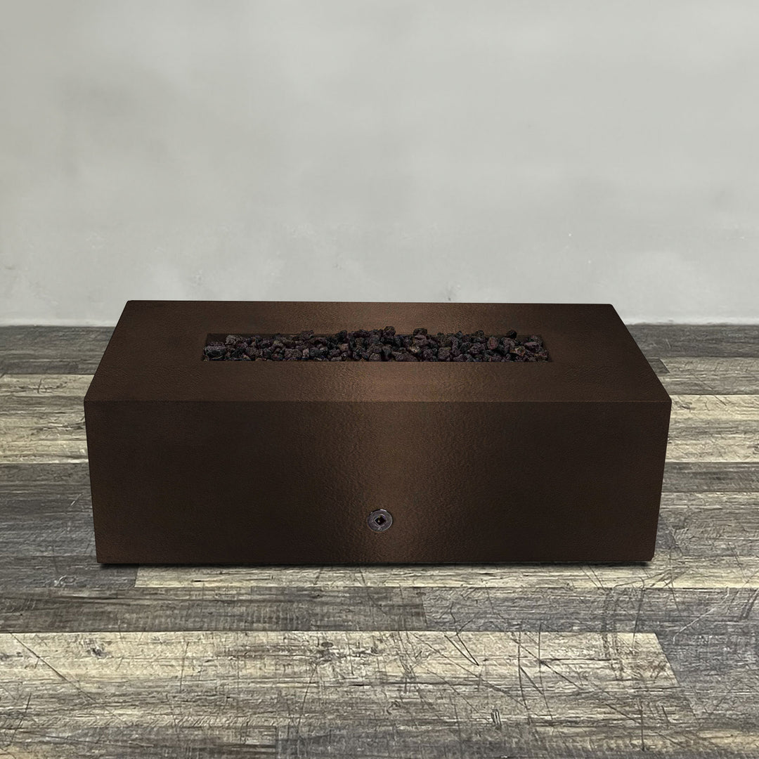 48" x 24" Rectangle Gravity Powder Coated Steel Fire Pit - Propane Gas Hardline - 110V CSA Hi/Lo Electronic Ignition System w/Bluetooth & Handheld Remote - Bronze Hammertone by Starfire Designs