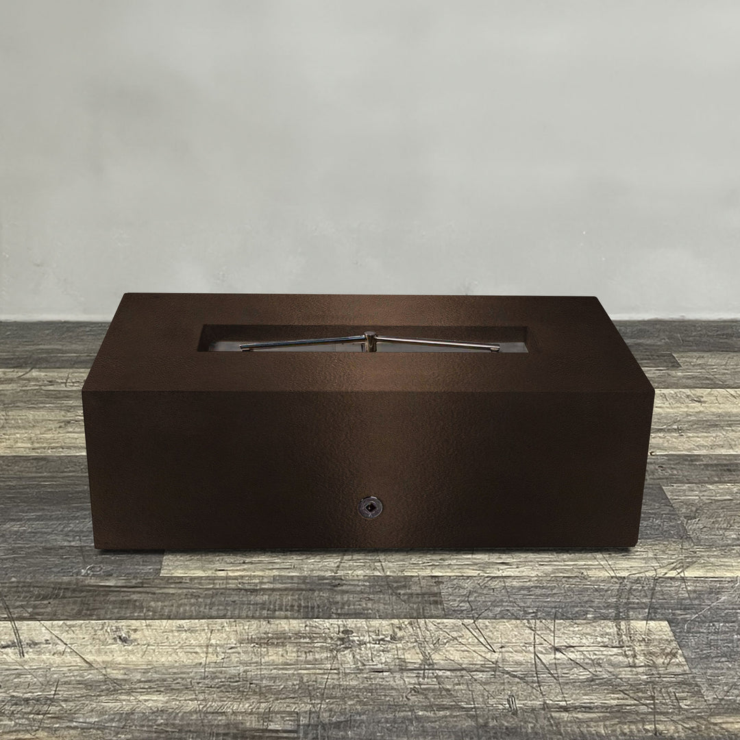 48" x 24" Rectangle Gravity Powder Coated Steel Fire Pit - Propane Gas Hardline - 110V CSA Hi/Lo Electronic Ignition System w/Bluetooth & Handheld Remote - Bronze Hammertone by Starfire Designs