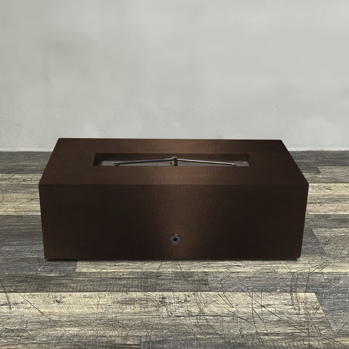 48" x 24" Rectangle Gravity Powder Coated Steel Fire Pit - Propane Gas Hardline - 110V CSA Hi/Lo Electronic Ignition System w/Bluetooth & Handheld Remote - Bronze Hammertone by Starfire Designs
