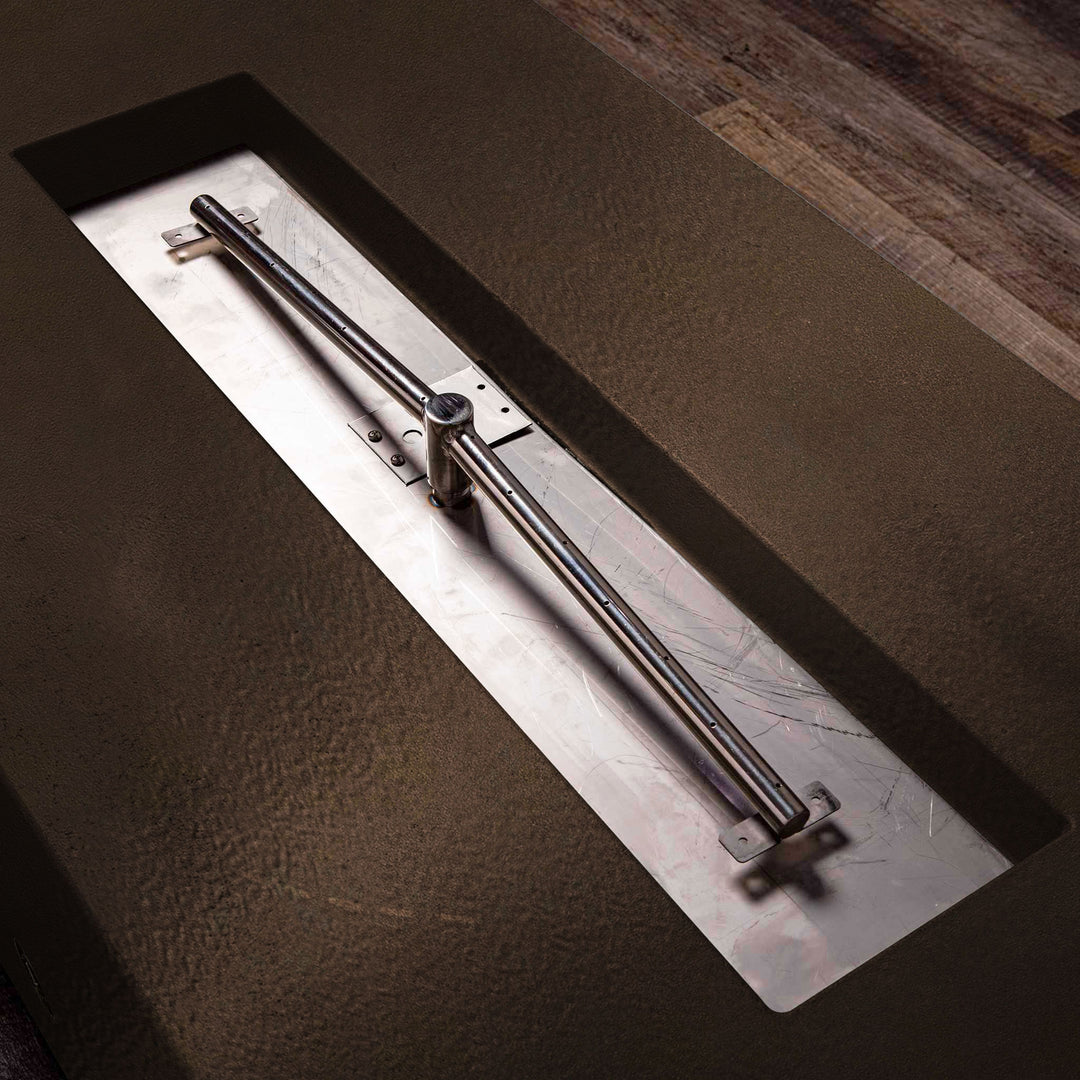 48" x 24" Rectangle Gravity Powder Coated Steel Fire Pit - Propane Gas Hardline - 110V CSA Hi/Lo Electronic Ignition System w/Bluetooth & Handheld Remote - Bronze Hammertone by Starfire Designs