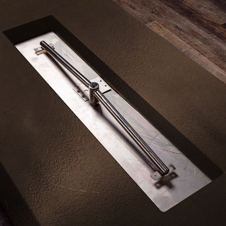 48" x 24" Rectangle Gravity Powder Coated Steel Fire Pit - Propane Gas Hardline - 110V CSA Hi/Lo Electronic Ignition System w/Bluetooth & Handheld Remote - Bronze Hammertone by Starfire Designs