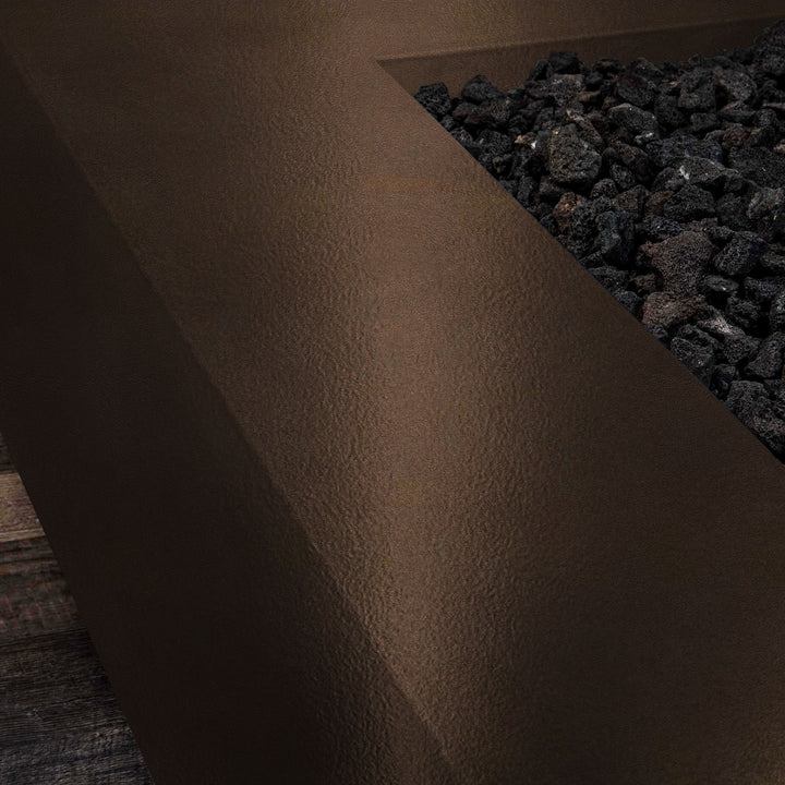 48" x 24" Rectangle Gravity Powder Coated Steel Fire Pit - Propane Gas Hardline - 110V CSA Hi/Lo Electronic Ignition System w/Bluetooth & Handheld Remote - Bronze Hammertone by Starfire Designs