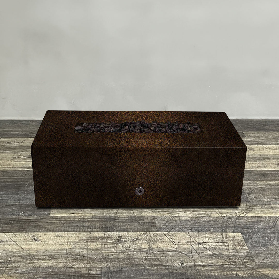 48" x 24" Rectangle Gravity Powder Coated Steel Fire Pit - Propane Gas Hardline - Flame Sense with Spark Ignition System - Copper Vein by Starfire Designs