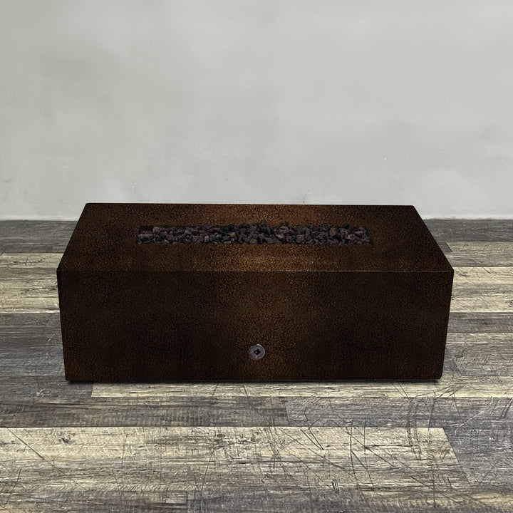48" x 24" Rectangle Gravity Powder Coated Steel Fire Pit - Propane Gas Hardline - Flame Sense with Spark Ignition System - Copper Vein by Starfire Designs
